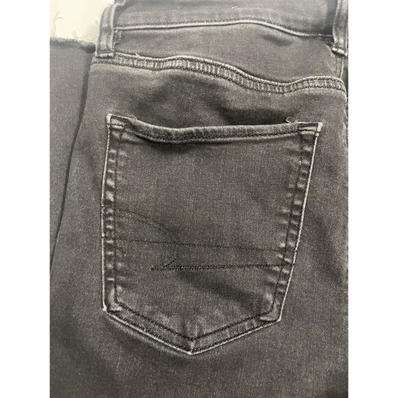 American Eagle Next Level Stretch High Rise Jegging Size 6 Reg Black Frayed Hem - Picture 6 of 9